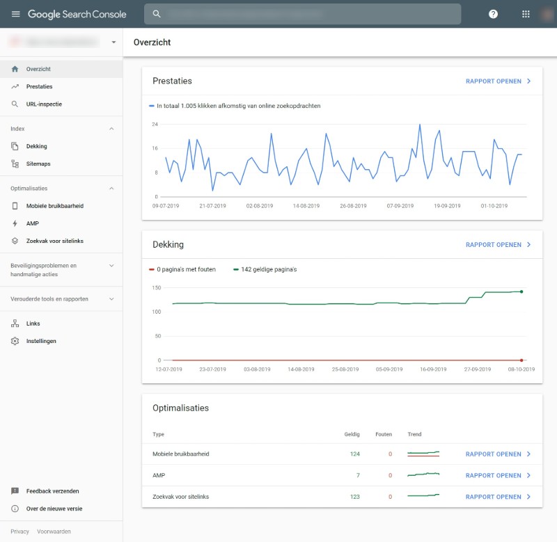 Google Search Console - Overzicht