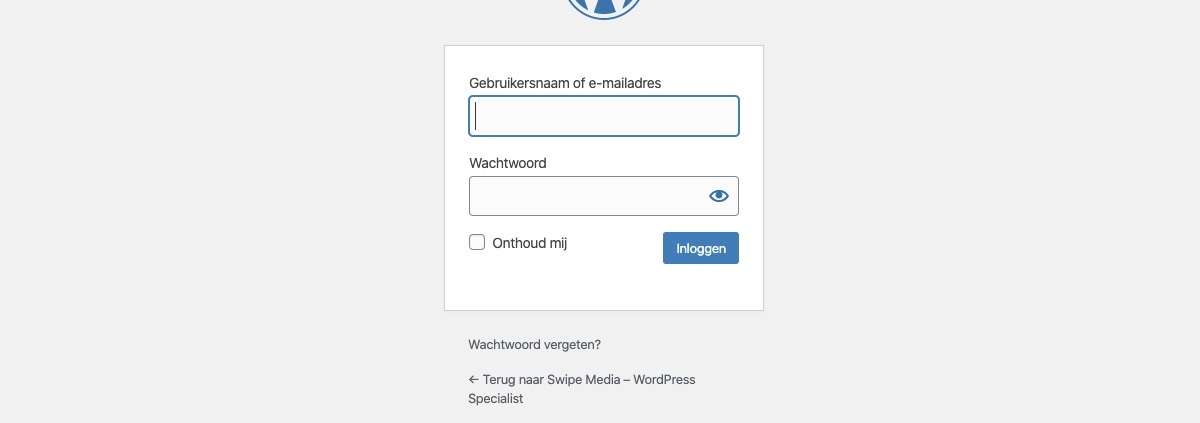 WordPress inlogscherm -wpadmin