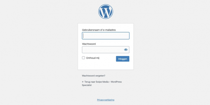 WordPress inlogscherm -wpadmin