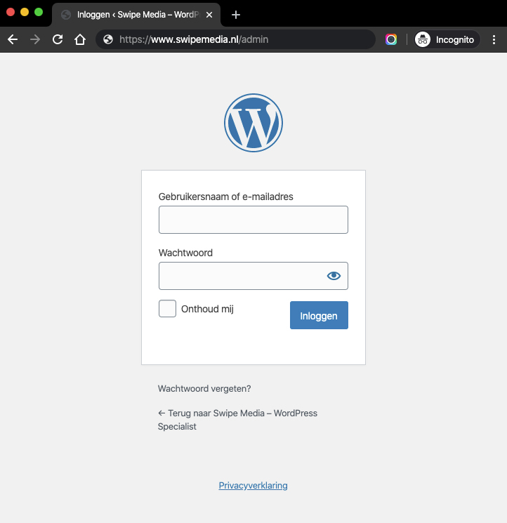 Inlogscherm WordPress